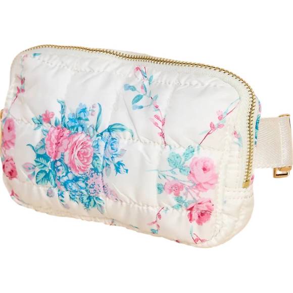 NEW TCEC women's quilted floral fanny pack bag in white - Picture 2 of 3